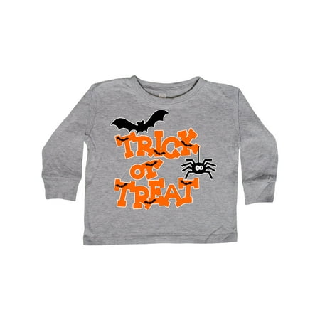 

Inktastic Halloween Trick-or-Treat with Spider and Bats Gift Toddler Boy or Toddler Girl Long Sleeve T-Shirt