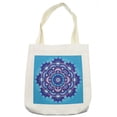 thumbnail image 1 of Mandala Tote Bag, Middle Eastern Motif with Petals and Geometric Shapes on Blue Toned Background, Cloth Linen Reusable Bag for Shopping Books Beach and More, 16.5" X 14", Cream, by Ambesonne, 1 of 2