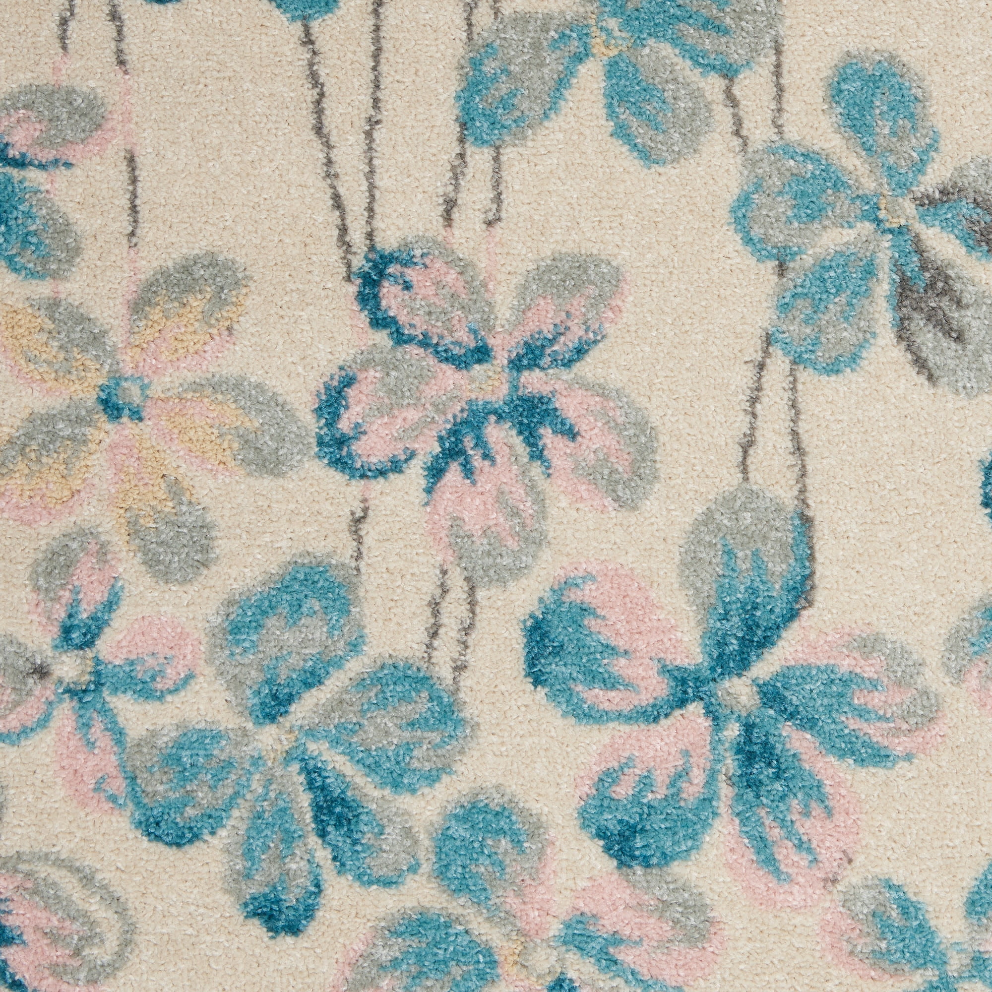 Serene Floral Botanical Area Rug, Ivory, 6 ft x 9 ft