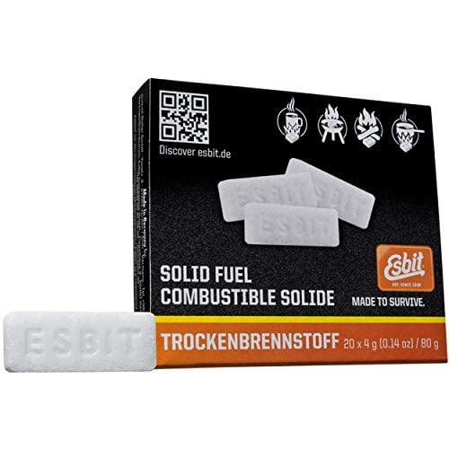 Esbit 1300Degree Smokeless Solid Fuel Tablets For Hobby, Outdoor, And Emergency Use, 20 Pieces