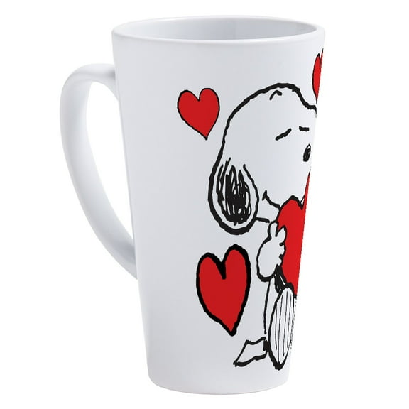 CafePress - Snoopy Hearts - 17 Oz White Ceramic Latte Mug