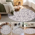 thumbnail image 6 of Purple Floral Leaf Large Area Rugs for Bedroom Living Room, Soft Non Slip Carpet Bedside Rug, Retro Farmhouse Plant Tree Branch Round Floor Cover Kitchen Accent Rug 4' for Dining Room/Office, 6 of 9