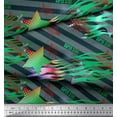 thumbnail image 3 of Soimoi Green Cotton Voile Fabric Star & Diagonal Stripe Fabric Prints By Yard 42 Inch Wide, 3 of 3