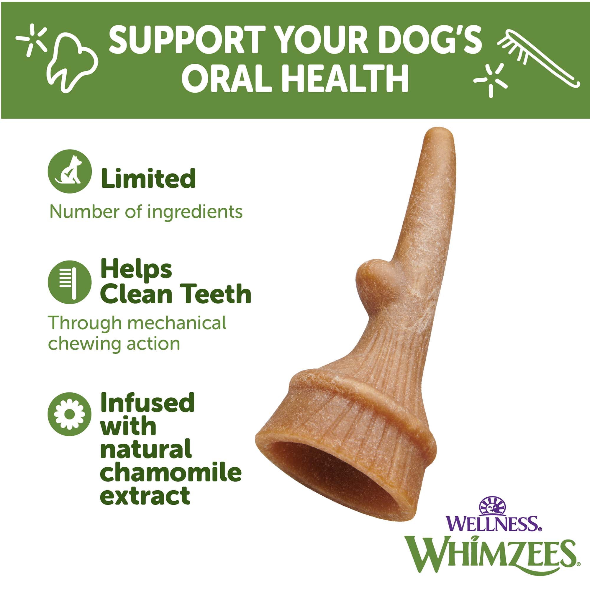 (2 pack) Wellness WHIMZEES Antler Occupy Natural Dog Dental Treat, Chews, Freshens Breath, Medium Size, 12.7 oz Bag, 12 Count