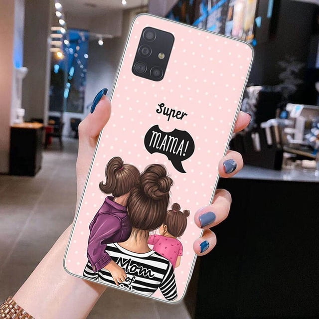 Funda de teléfono de TPU suave para Samsung Galaxy A72, A52, A32, 5G, A50, A70, A71, A21S, A31, A40, A41, A11, A12, A20, Super Mom, Baby Girl Boy Cover Fivean unisex