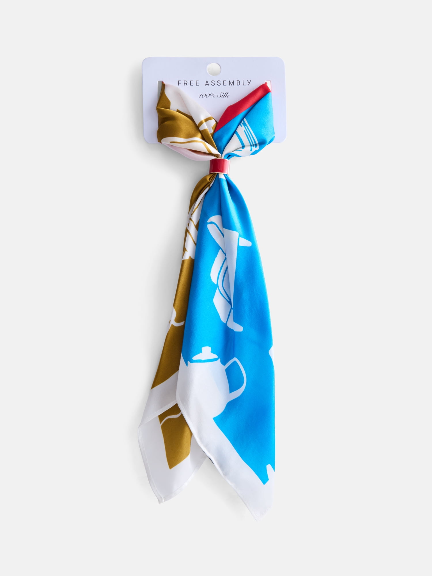 Free Assembly Women's Print Silk Scarf, White