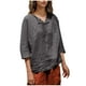 thumbnail image 3 of Camisas bonitas,Top de poliéster estampado para mujer, manga 3/4, cuello en V, informal, cuello redondo, cómodo para uso diario, sopatenor, 3 of 8