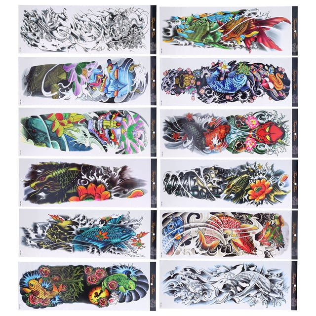 Pegatinas De Tatuajes Falsos, Efecto De Tatuaje Real, Impermeables, A Prueba De Sudor, Seguras Para La Piel, Pegatinas De Tatuajes De Brazo Completo Para Uso Diario Para Fiestas