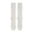 thumbnail image 4 of Yuanlong Womens Knee-High Socks Sheer Lace Bow Detail Mid Calf Tie Up Socks Fashionable Daily Thin Hosiery, 4 of 4