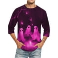 thumbnail image 2 of BiZtdJrK 3/4 Length Sleeve Tshirt for Men Halloween Funny Ghost Print Tees Tops Big and Tall Crewneck Cool Costume T-Shirt 93 Percent Off ZB-Purple#long sleeve shirts for men XL, 2 of 5