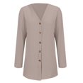 thumbnail image 4 of Women's Ribbed Knit Cardigan Anti-Pill Cloud Comfort Cardigan Fall Lightweight Open Front Coat Coffee Run Chic Pocket Packable Layer Fine Brushed Soft Long Sleeve Khaki XXL, 4 of 9