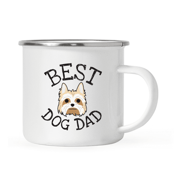 Koyal Wholesale Best Dog Dad Stainless Steel Campfire Coffee Tea Mug, Yorkshire Terrier, Dog Graphic, 1-Pack