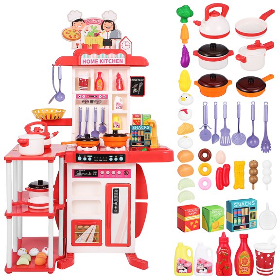 1 Juego de juguetes de cocina para niños, juego de cocina para niños pequeños, juego de cocina artesanal, accesorios de juego de cocina