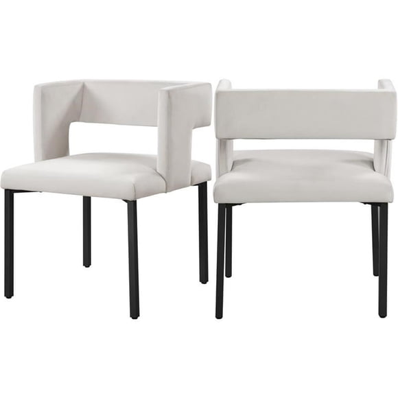 Meridian Furniture Caleb Chaises de Salle à Manger en Velours Crème, Crème (Ensemble de 2)