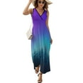 thumbnail image 2 of Northern Lights Womens Night Club Maxi Dress V Neck Sleeveless Bohemia Long Dresses, 2 of 9