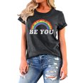thumbnail image 2 of Rainbow Shirt Women Pride Shirt Rainbow Graphic Tees Shirts Letter Print Casual Short Sleeve Tops, 2 of 5