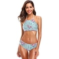 thumbnail image 2 of Dreamtimes Peony Roses Flowers Blue Swimsuits Padded Bikini Sets Sexy Swimwear for Women, Large, 2 of 7