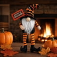 thumbnail image 5 of Halloween Faceless Gnome Doll, Striped Long-Leg Witch Hat with Broom Figurine, Spooky Tabletop Ornament for Home Party Home Shelf Mantel Decor, 5 of 5