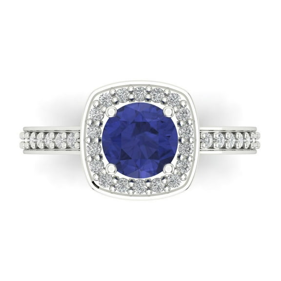Clara Pucci 14K White Gold 1.33ct Tanzanite Solitaire with Accents Ring