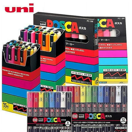 Uni Posca Marker Pen Pc-1m Set Pop Poster Advertising Paint Pen Comic Painting Round Head Stationery Caneta Poscapc-1m 8 Colors