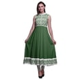 thumbnail image 1 of Bimba Kurtis Indiennes Ikat Vertes pour Femmes, Anarkali Prête à Porter Unie, Robe Imprimée Kurti Indienne, Moyen, 1 of 6