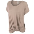 thumbnail image 2 of KOGMO Womens Solid Basic Boatneck Dolman Top with Knot on Hemline (S-3X), 2 of 6