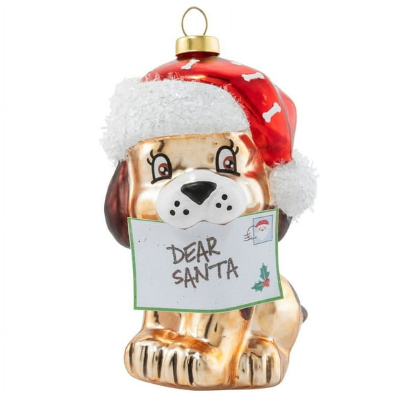 Kat Annie 4.5" Puppy Writes Santa a Letter Christmas Ornament