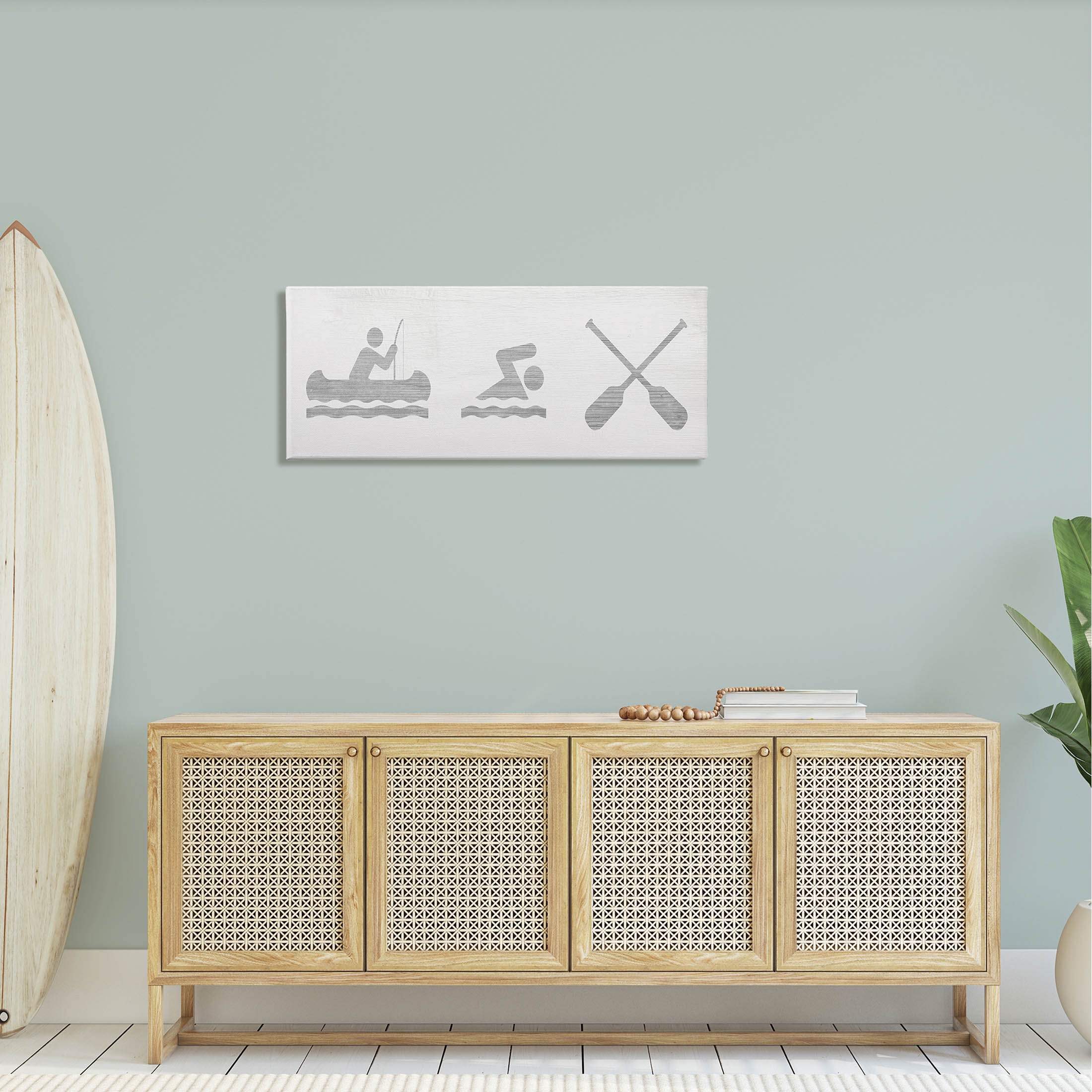 Lake Cabin Activities Sign Typography Graphic Art Gallery Wrapped Canvas Print Wall Art
