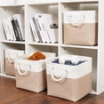 thumbnail image 4 of 11 x 11 Inch Storage Cubes, 6 Pack Large Collapsible Fabric Storage Bin, White&Beige, 4 of 5