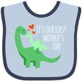 thumbnail image 3 of Inktastic It's Our First Mother's Day Cute Dinosaur Family with Hearts Boys or Girls Baby Bib, 3 of 4