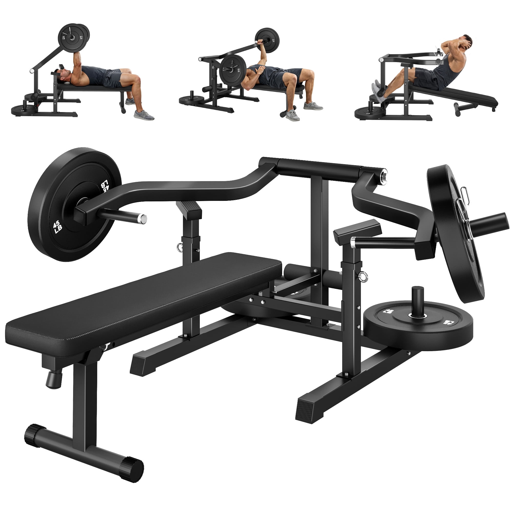 MITONOS Chest Press Machine,Weight Bench Press Machine with Independent Converging Arms,Adjustable Flat Incline Bench Press for Chest,AB Workout Home Gym Equipment(BLACK)