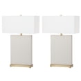 thumbnail image 3 of SAFAVIEH Joyce 27.75 in. H Rectangular Faux Table Lamp, Cream Faux Woven Leather, Set of 2, 3 of 7