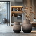 thumbnail image 5 of LuxenHome Brown Ombre Terracotta 9 Inch Round Vase, 5 of 9