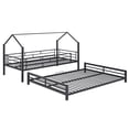 thumbnail image 6 of Harper & Bright Designs Twin Over Full Metal House Bunk Bed, Heavy Duty Metal Bunk Bed Frame with Ladder and Safety Guardrails, Can Divided into 2 Beds, Black, 6 of 12