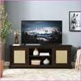 thumbnail image 4 of TV Furniture Farmhouse Espresso TV Stand with Rattan Storage | Fits 70” TVs | 65”W | MDF, 4 of 14