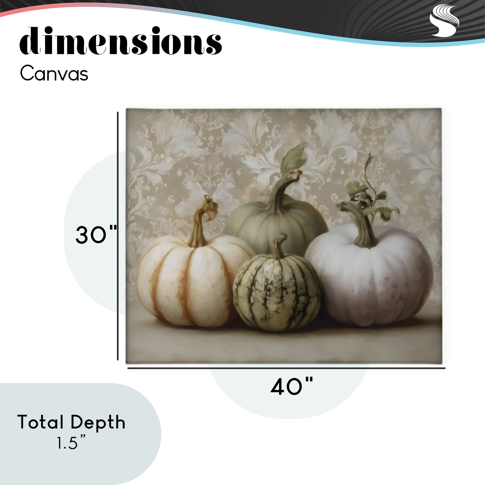 Stupell Industries Pastel Gourds on Vintage Pattern Canvas Wall Art, design by Arlington Prints