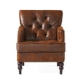 thumbnail image 2 of Fashion Button Microfiber Entice Chair, Brown, With Diamond Stitch, Nailhead Trim, And Birch Wood Leg Structures Modern Brown Temptation Chair Supports, 2 of 6