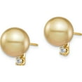 thumbnail image 2 of 14K Yellow Gold 9-10mm Golden Saltwater Cultured South Sea Pearl .10Ct Dia Earrings Made In Canada xf747e, 2 of 5