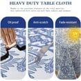 thumbnail image 4 of Vinyl PVC Rectangle Table Cloth,Water Proof Paisley Plastic Tablecloths with Flannel Backing,Oil Proof Heavy Duty Vintage Rustic Table Cover for Outdoor Picnic Camping 60x84 Inch,Blue, 4 of 6