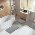 thumbnail image 5 of OFEFE Memory Foam Bathroom Rugs Set of 2 Pieces - Super Soft Absorbent Quick Dry Bath Mat & Rug, Non-Slip Machine Washable Floor Carpet for Tub Shower & Sink (17"x24" & 31.5"x20", Gray), 5 of 5