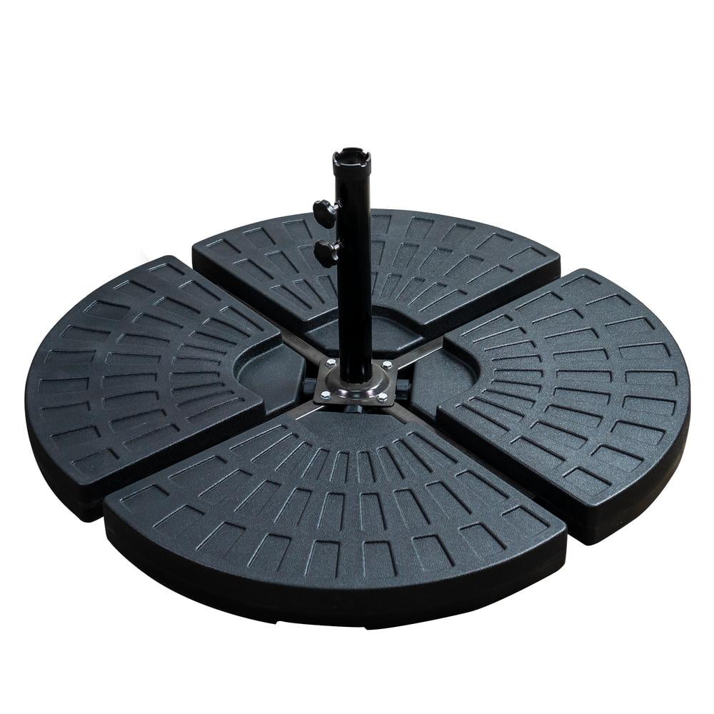 VTOY 4-Piece Cantilever Offset Patio Umbrella Base Stand, Fills Up to 160lbs Sand or Water Circle Patio Umbrella Stand Black