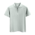 thumbnail image 4 of Mens Golf Polo Shirts Summer Short Sleeve 1/4 Zip Tops Moisture Wicking Casual Tennis Activewear Green, 4 of 7