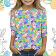 thumbnail image 5 of LNMQLPDBS Easter Shirt Cartoon Eggs Print T Shirt Holiday Funny Bunny Tops Graphic Tee 3/4 Sleeve Blouse Toddler Girl Clothes Purple 12-13 Years, 5 of 5