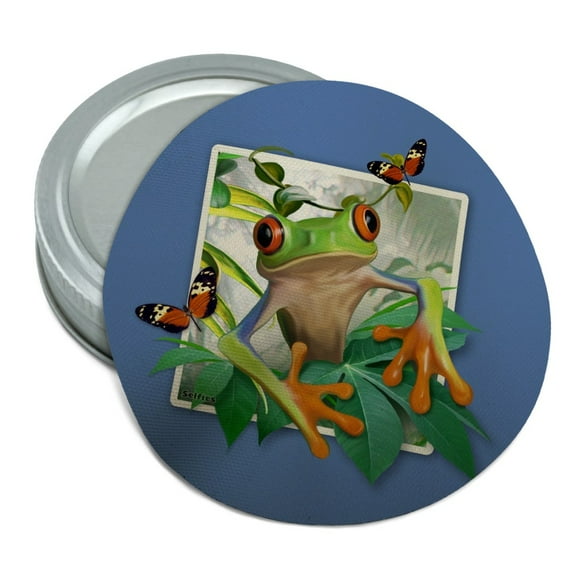 Tree Frog Selfie Picture Rainforest Round Rubber Non-Slip Jar Gripper Lid Opener