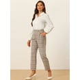 thumbnail image 2 of Pantalones de tobillo de trabajo de oficina Allegra K a cuadros de mujer Caqui XS, 2 of 5
