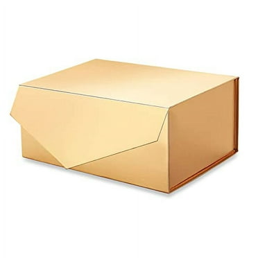 JINGUAN Gift Box with Lid 9.5x7x4 Inches, Gold Gift Box, Bridesmaid Proposal Box, Magnetic Gift Box for Gifts (Glossy Gold)