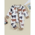thumbnail image 3 of Autumn Infant Baby Boys Girls Western Jumpsuits 3M 6M 12M 3 Style Cow Head Floral Print Long Sleeve Zipper Romper, 3 of 10