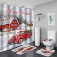 thumbnail image 1 of PATIO 4 Pieces Set 3D Digital Printing High-Density Merry Christmas Theme Pattern Shower Curtain Set Bathroom Floor Mat Base Mat Toilet Mat Home Holiday Decoration Bathroom Accessories Ch, 1 of 10