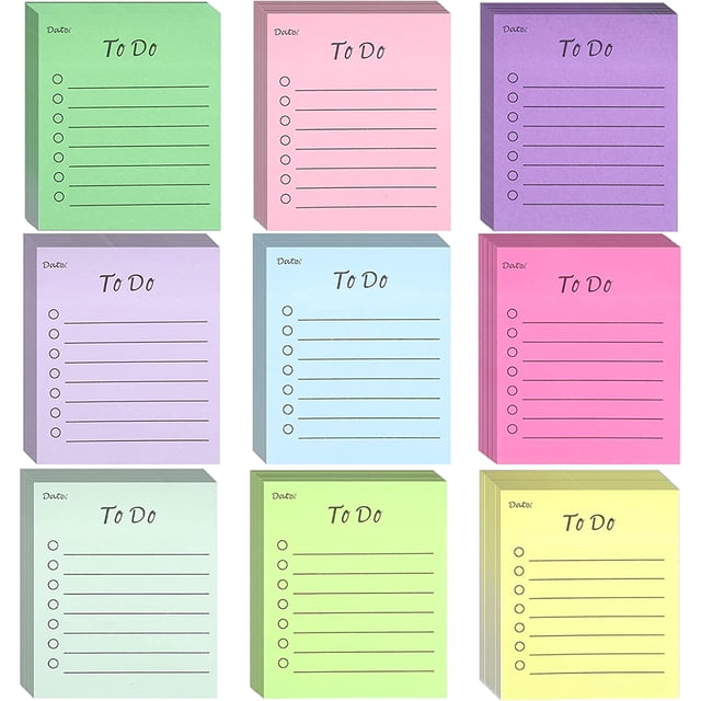 9Pcs Adhesive Massage Pads Fluorescent Memo Pads Note Pads Portable Notepad for Office Use