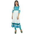 thumbnail image 3 of Bimba Womens Flaired Anarkali Kurta Kurti 3/4 Sleeve Trendy Chic Indian Blouse, 3 of 8